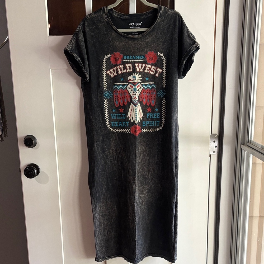 Wild West Black Midi Dress with Graphic